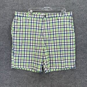 Chaps Golf Shorts Mens 42 Green Plaid Performance Stretch Flat Front Athletic